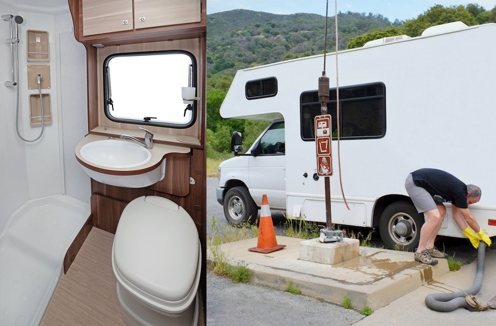 Portable RV/camper toilet and holding tank setup in Junction City, Kansas