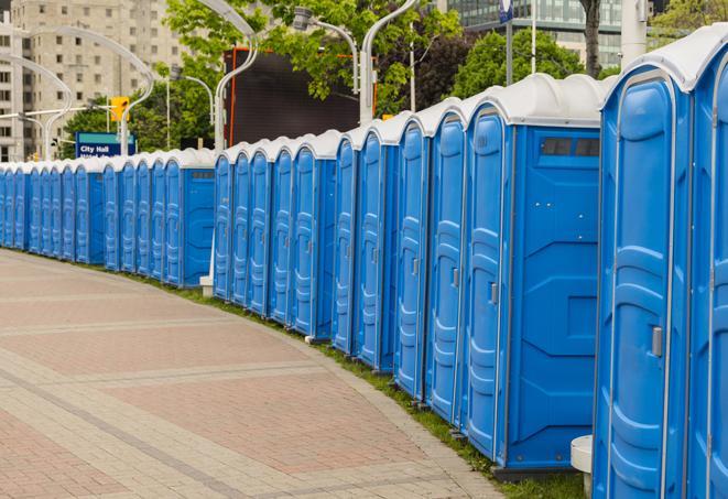 Seasonal porta potty units set up at a Junction City, Kansas venue